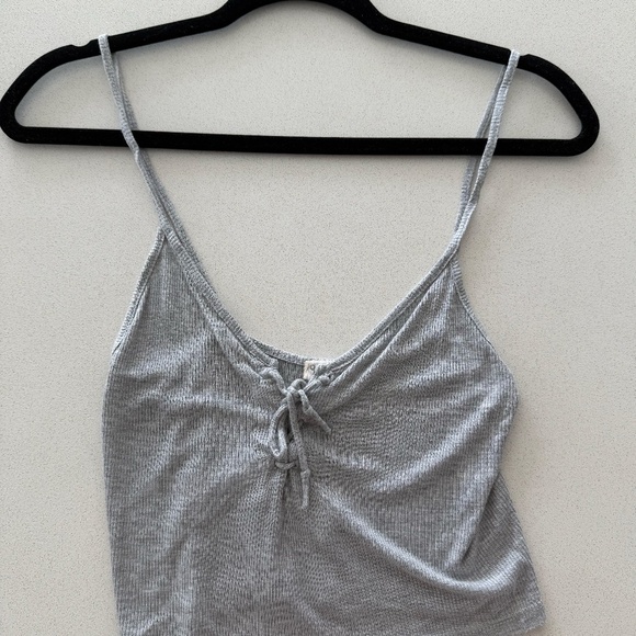 Brandy Melville Grey Spaghetti Strap Tie up Top - Picture 2 of 6